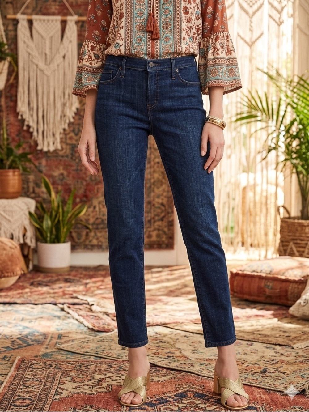 Chico's Dark Indigo Ankle Straight Jeans
